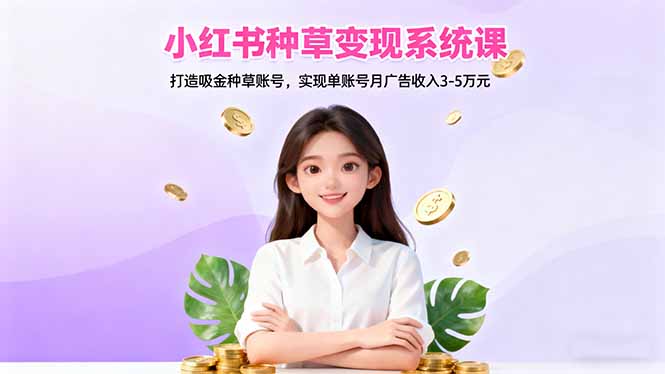 小红书种草变现系统课:打造吸金种草账号,实现单账号月广告收入3-5万元-Z网创