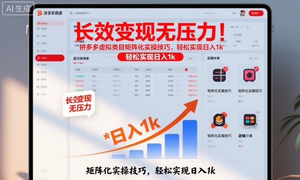 长效变现无压力!拼多多虚拟类目矩阵化实操技巧,轻松实现日入1k【揭秘】-Z网创