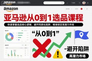 亚马逊从0到1选品课程，快速掌握选品核心逻辑，避开同质化陷阱，精准锁定高潜力市场-Z网创