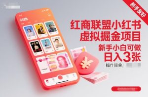 红商联盟小红书虚拟掘金项目，新手小白可做，操作简单，日入3张-Z网创