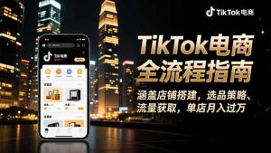 TikTok电商全流程指南，涵盖店铺搭建、选品策略、流量获取，单店月入过万-Z网创