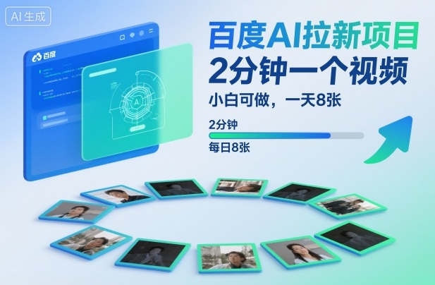 百度AI拉新项目，2分钟一个视频，小白可做，一天8张【附案例+保姆级教程】-Z网创