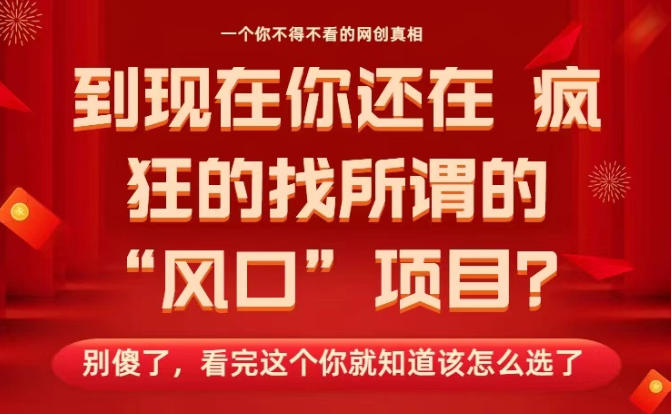 马上26年了,你还在找所谓的风口项目?别傻了,看完这个你全都懂了!【揭秘】-Z网创