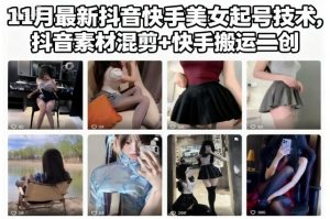 11月最新抖音快手美女起号技术，抖音素材混剪+快手搬运二创-Z网创