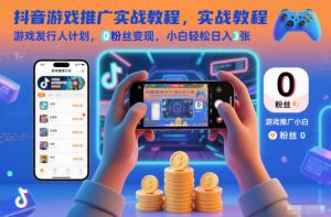 抖音游戏推广实战教程，游戏发行人计划，0粉丝变现，小白轻松日入3张-Z网创
