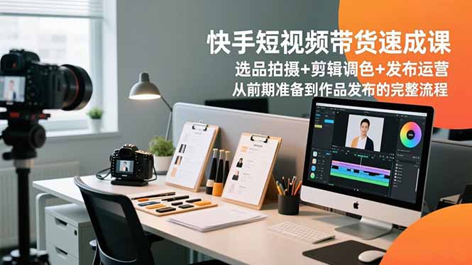 快手短视频带货速成课，选品拍摄+剪辑调色+发布运营，从前期准备到作品发布的完整流程-Z网创
