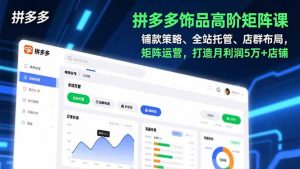 拼多多饰品高阶矩阵课，铺款策略、全站托管、店群布局，矩阵运营，打造月利润5万+店铺-Z网创