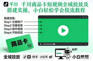 千川商品卡短视频全域投放及搭建实操,小白轻松学会投流教程-Z网创
