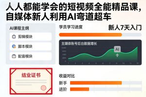 人人都能学会的短视频全能精品课，自媒体新人利用AI弯道超车-Z网创