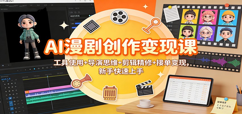 AI漫剧创作变现课：工具使用+导演思维+剪辑精修+接单变现，新手快速上手-Z网创