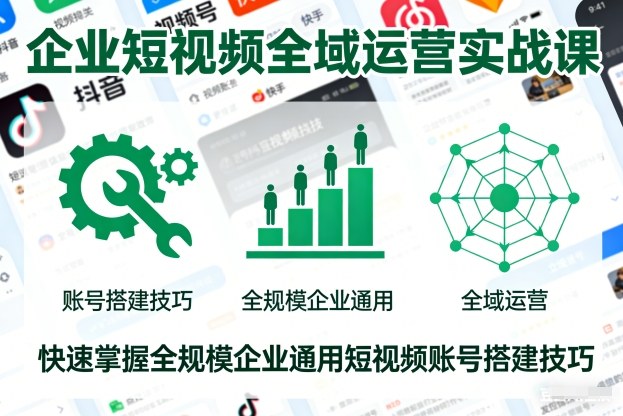 企业短视频全域运营实战课,快速掌握全规模企业通用短视频账号搭建技巧-Z网创