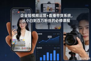 企业短视频运营+直播带货系统,从小白到百万粉丝的必修课程-Z网创