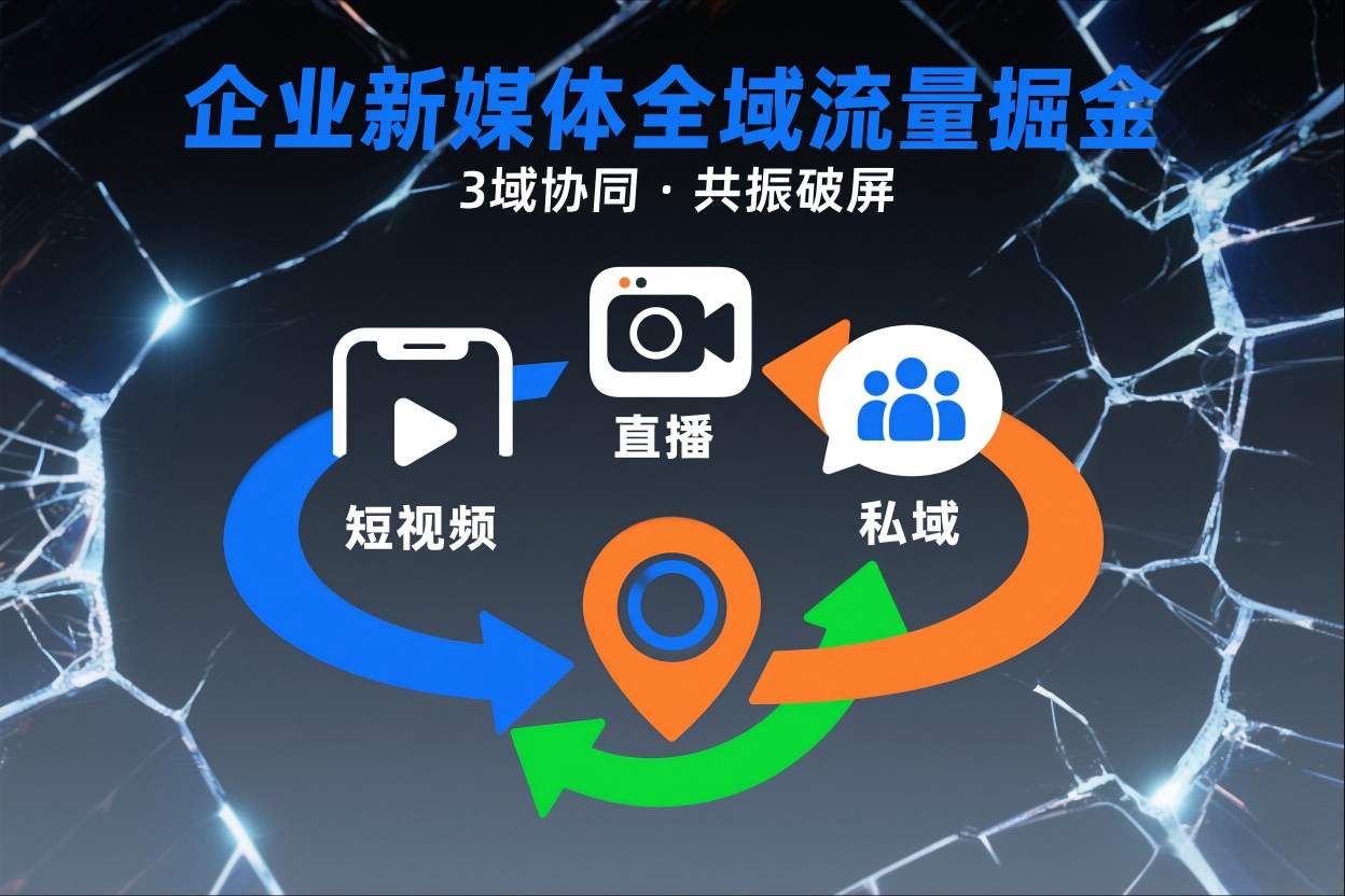 短视频全域商业模式,企业新媒体全域流量掘金,3域协同,共振破屏,短视频-直播-私域-地域-Z网创