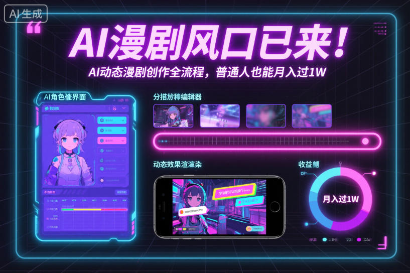 AI漫剧风口已来！AI动态漫剧创作全流程，普通人也能月入过1W-Z网创