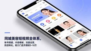 同城美容短视频全体系，账号搭建、内容模板、流量运营，到店转化，助力门店月增收5-10万-Z网创