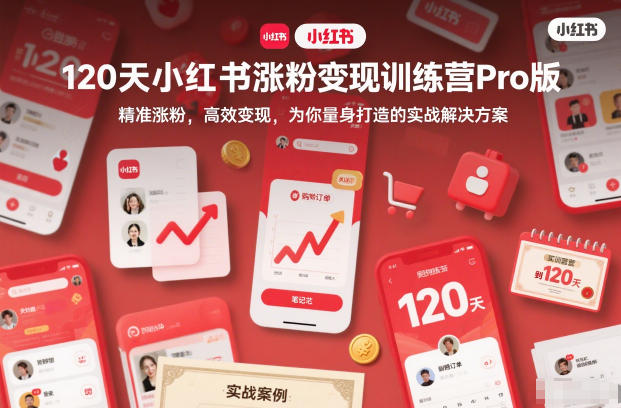 120天小红书涨粉变现训练营Pro版,精准涨粉,高效变现,为你量身打造的实战解决方案-Z网创