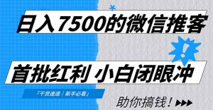 日入7500的微信推客，首批红利，自用省钱、分享赚钱，0门槛小白闭眼冲！-Z网创