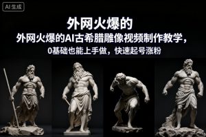 外网火爆的AI古希腊雕像视频制作教学，0基础也能上手做，快速起号涨粉-Z网创