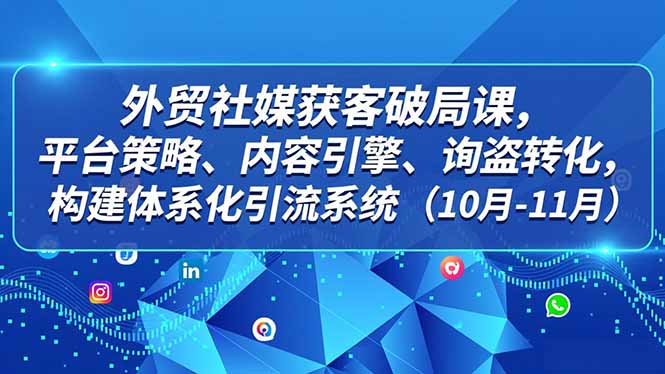 外贸 社媒获客破局课，平台策略、内容引擎、询盘转化，构建体系化引流系统(10月-11月-Z网创