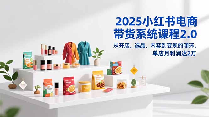 2025小红书电商带货系统课程2.0，从开店、选品、内容到变现的闭环，单店月利润达2万-Z网创