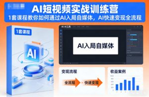 AI短视频实战训练营，1套课程教你如何通过AI入局自媒体，AI快速变现全流程-Z网创