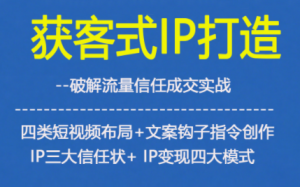 获客型IP打造，破解流量信任成，四类短视频布局+文案钩子指令创作IP三大信任状+IP变现四大模式-Z网创