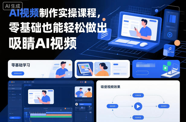 AI视频制作实操课程，零基础也能轻松做出吸睛AI视频-Z网创