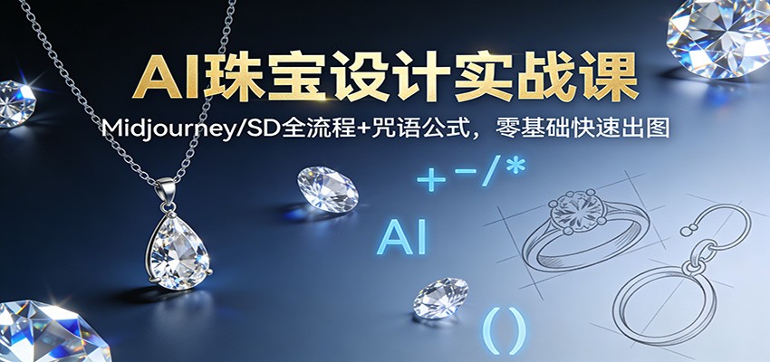 图片[1]-AI珠宝设计实战课：Midjourney/SD全流程+咒语公式，零基础快速出图-Z网创