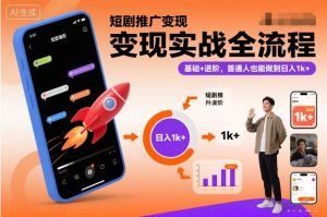 短剧推广变现实战全流程,基础+进阶,普通人也能做到日入1k+-Z网创