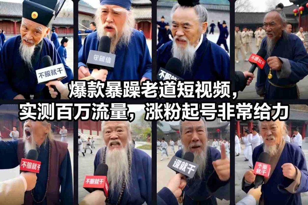 爆款暴躁老道短视频，实测百万流量，涨粉起号非常给力-Z网创
