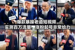 爆款暴躁老道短视频，实测百万流量，涨粉起号非常给力-Z网创