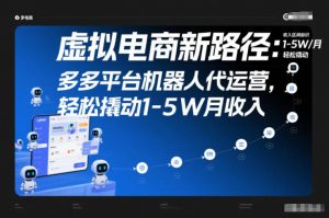 虚拟电商新路径：多多平台机器人代运营，轻松撬动1-5W月收入【揭秘】-Z网创