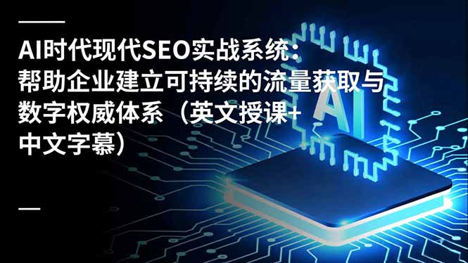 AI时代现代SEO实战系统:帮助企业建立可持续的流量获取与数字权威体系(英文授课+中文字幕-Z网创