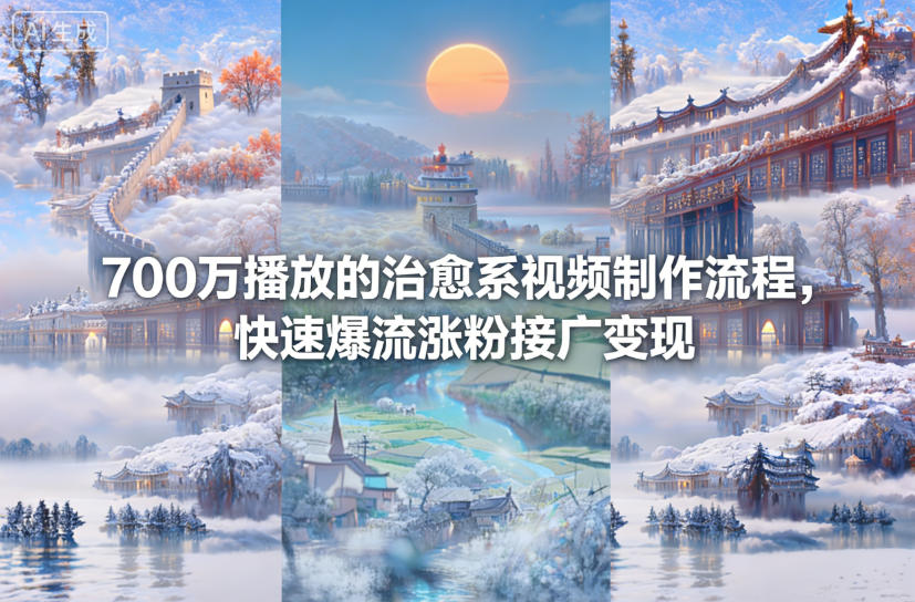 700万播放的治愈系视频制作流程,快速爆流涨粉接广变现-Z网创