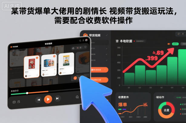 某带货爆单大佬用的剧情长视频带货搬运玩法，需要配合收费软件操作-Z网创