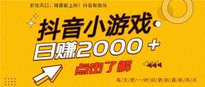 5年爆火的抖音小游戏项目，一部手机日入2000+-Z网创
