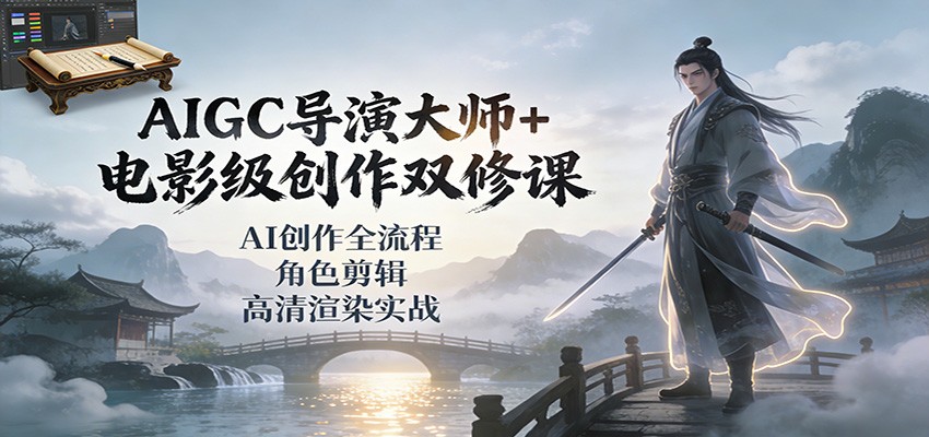 AIGC导演大师+电影级创作双修课：AI创作全流程、角色剪辑、高清渲染实战-Z网创