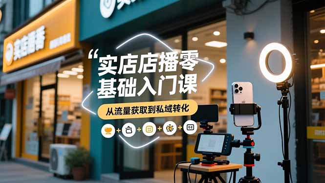 实体店播零基础入门课,实体店+短视频+直播+微信生态+私域社群,从流量获取到私域转化-Z网创