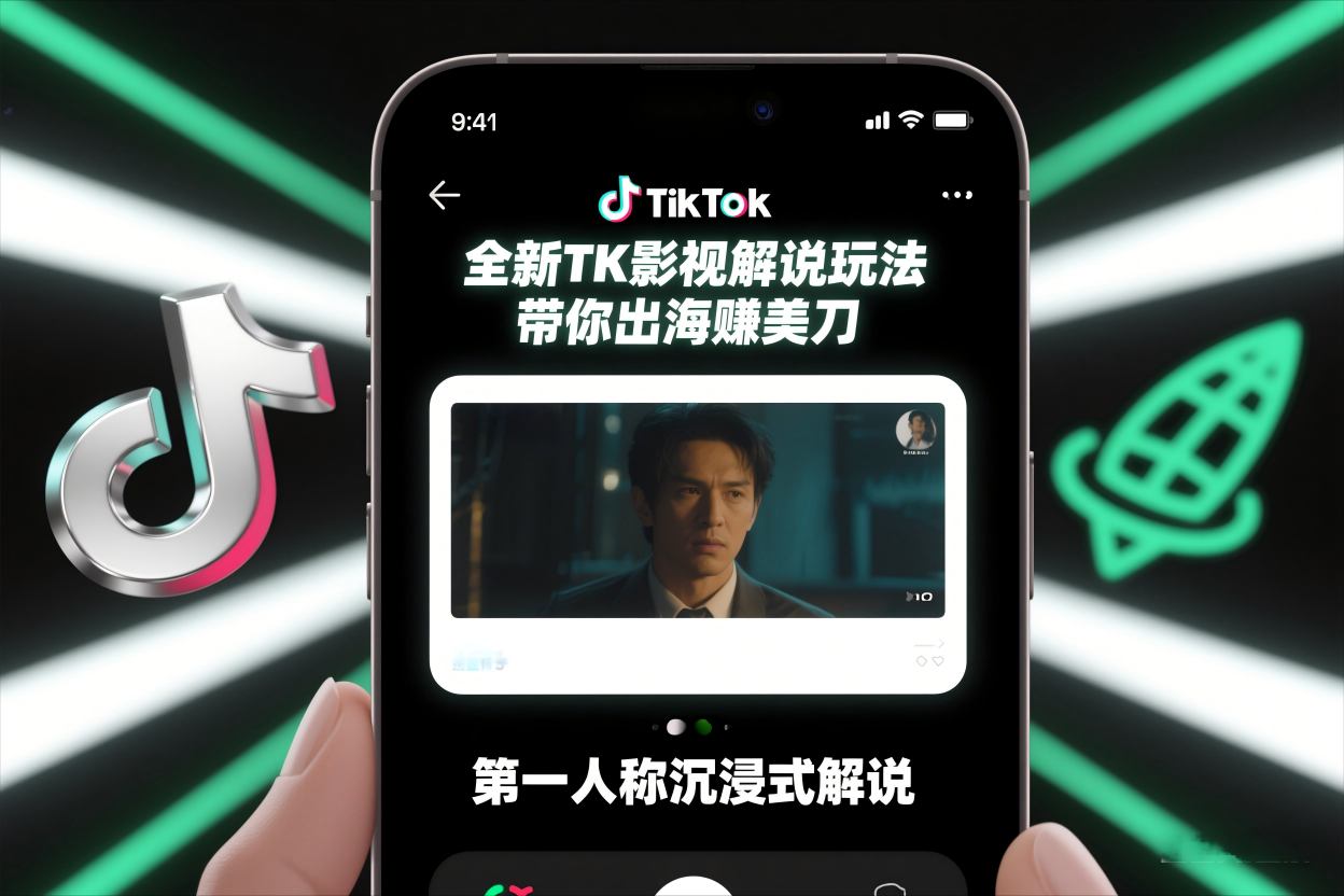 TikTok第一人称影视解说教学，全新TK影视解说玩法，带你出海賺美刀-Z网创