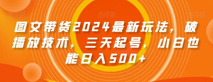 图文带货2024最新玩法，破播放技术，三天起号，小白也能日入500+【揭秘】-Z网创