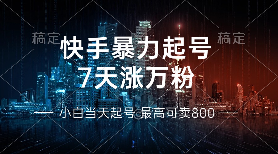 快手暴力起号，7天涨万粉，小白当天起号 多种变现方式，账号回收，单月...-Z网创