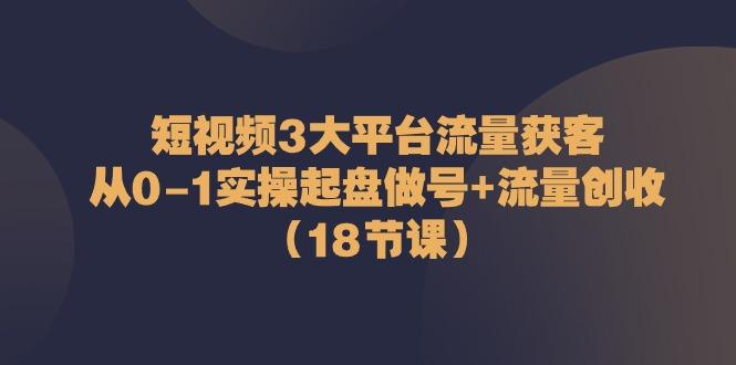 短视频3大平台流量获客：从0-1实操起盘做号+流量创收(18节课)-Z网创