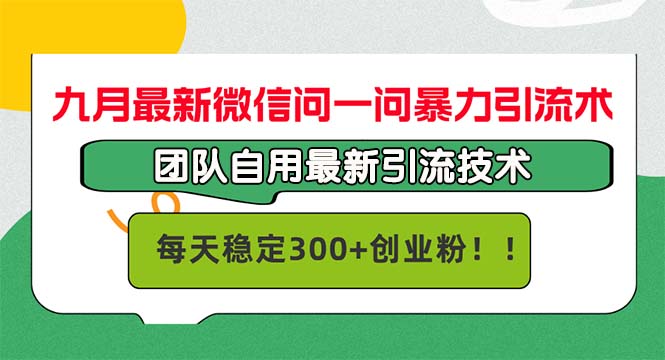 九月最新微信问一问暴力引流术，团队自用引流术，每天稳定300+创…-Z网创