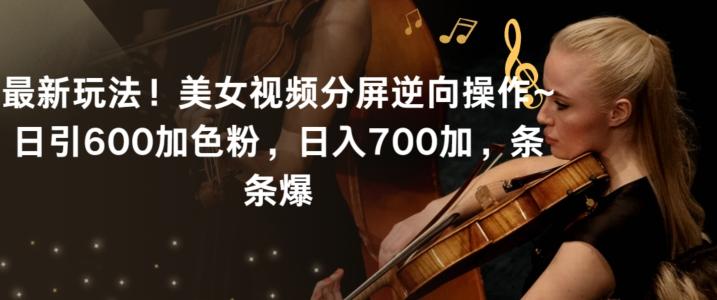 最新玩法！美女视频分屏逆向操作~日引600加色粉，日入700加，条条爆【揭秘】-Z网创