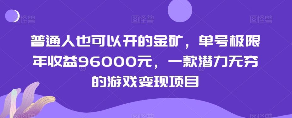 普通人也可以开的金矿，单号极限年收益96000元，一款潜力无穷的游戏变现项目【揭秘】-Z网创