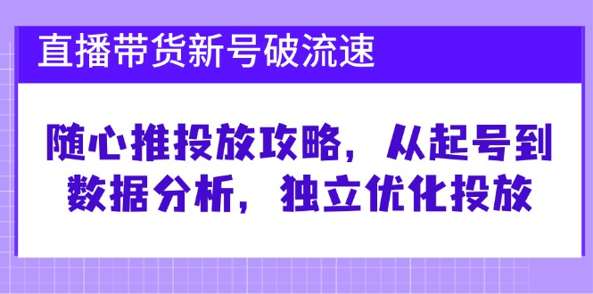 直播带货新号破 流速：随心推投放攻略，从起号到数据分析，独立优化投放-Z网创