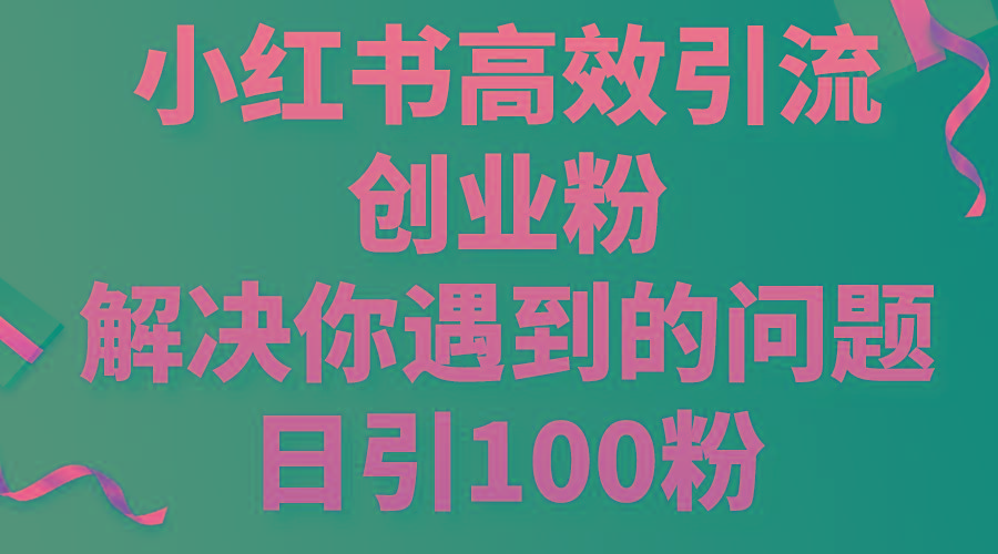 小红书高效引流创业粉,解决你遇到的问题,日引100粉-Z网创