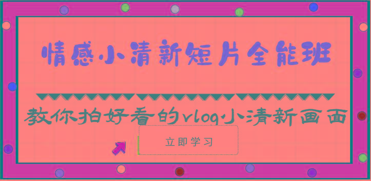情感小清新短片全能班-教你拍好看的vlog小清新画面(30节课)-Z网创