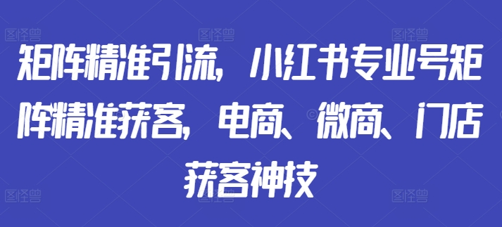 矩阵精准引流，小红书专业号矩阵精准获客，电商、微商、门店获客神技-Z网创
