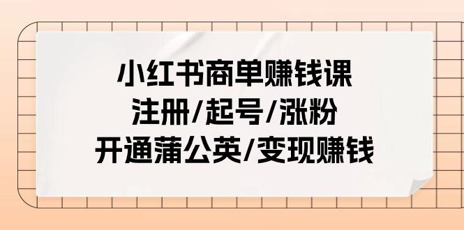 小红书商单赚钱课:注册/起号/涨粉/开通蒲公英/变现赚钱(25节课)-Z网创